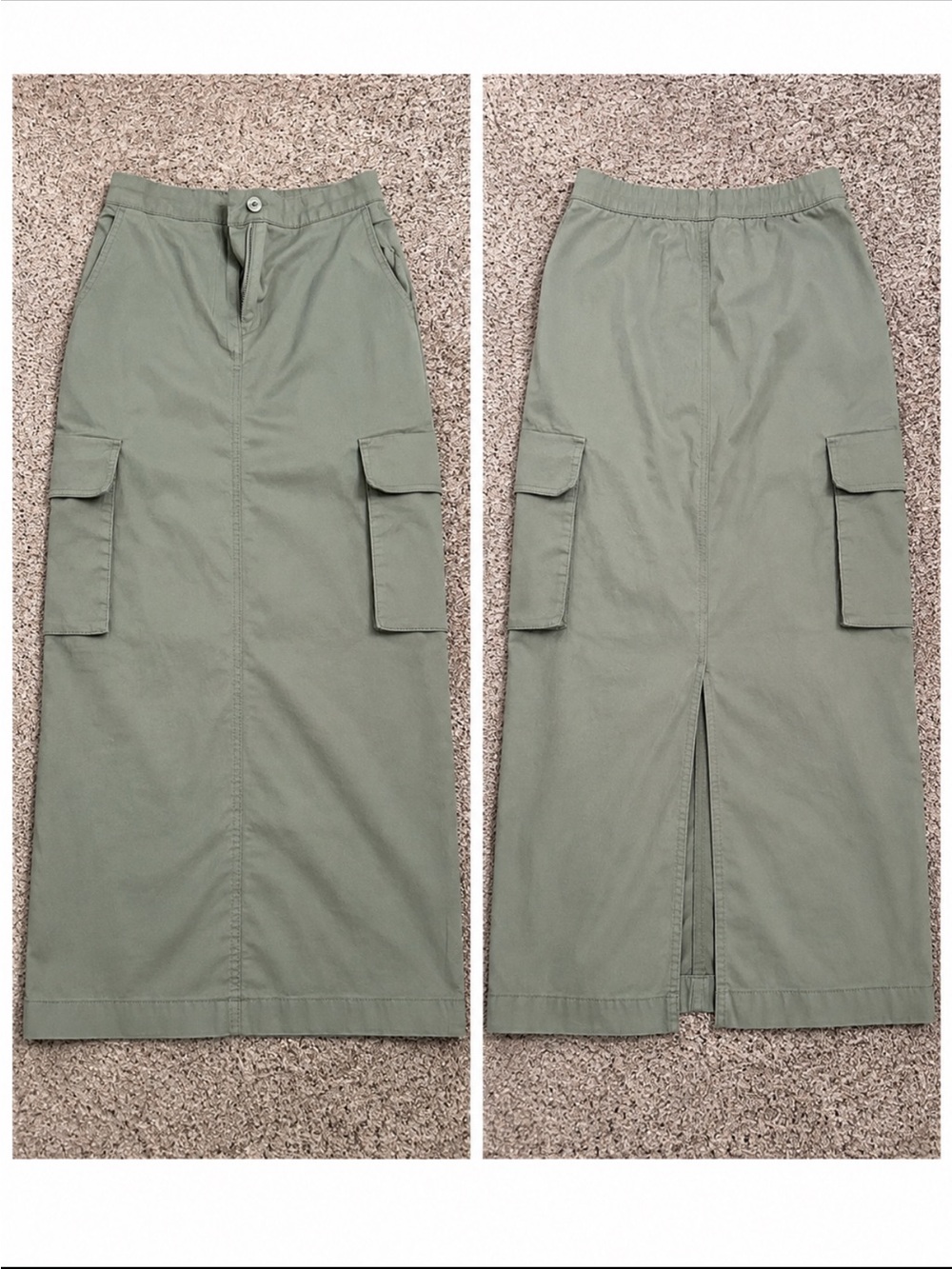 Monkl army green maxi skits cargo pockets size 34 new